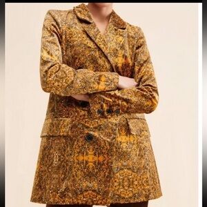 Free People Gold Patterned Blazer